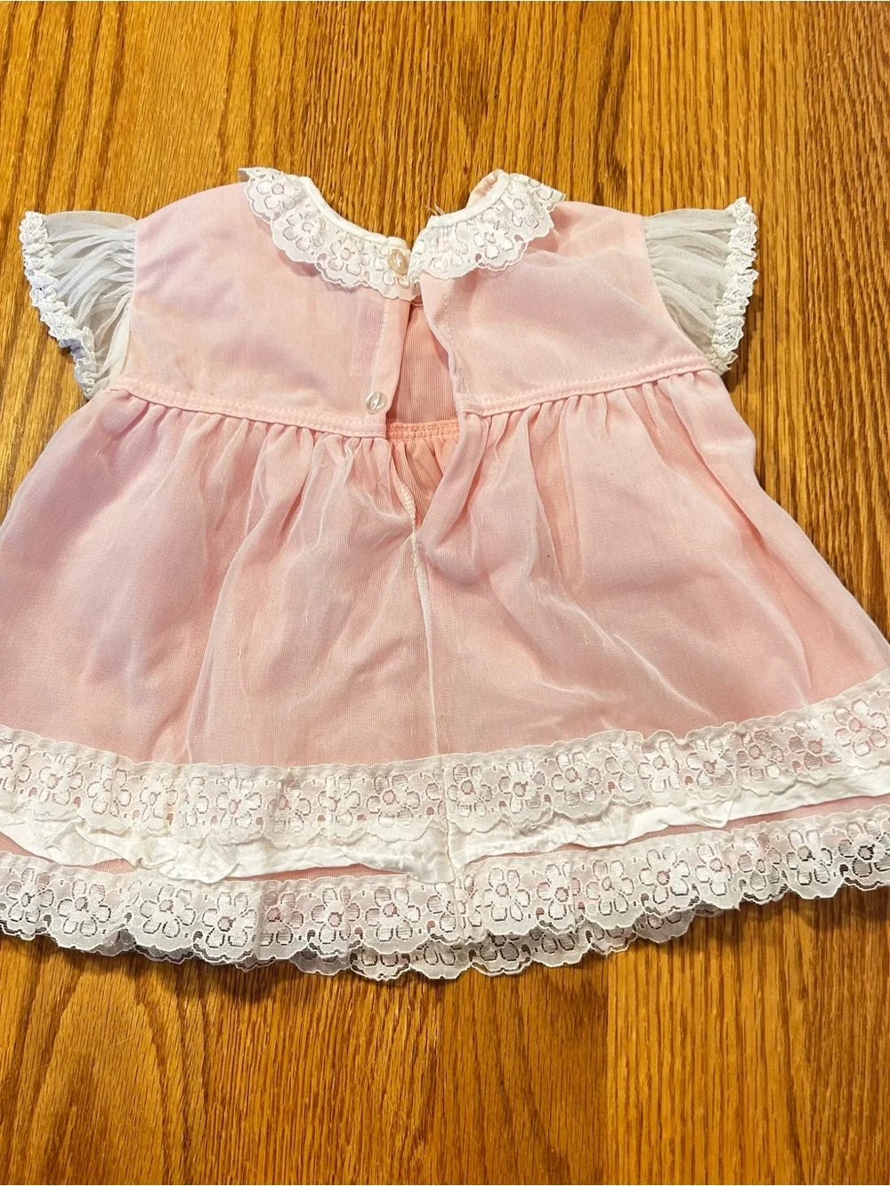 Vintage Stevex UK Infant Pink Lace Dress 6-12 Mos